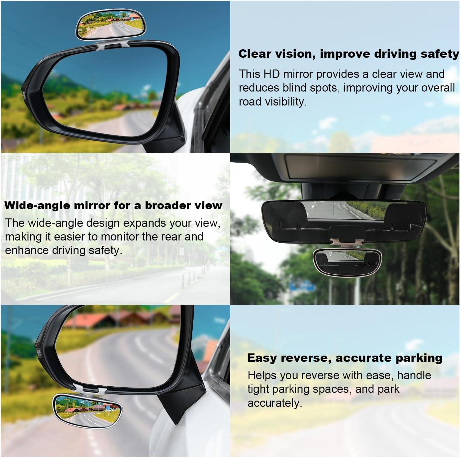 imageLivTee Clip on Blind Spot Mirror HD Glass Frameless Convex Rear View Mirrors Exterior Accessories with Wide Angle Adjustable Stick for Car SUV and Trucks WhiteSilver