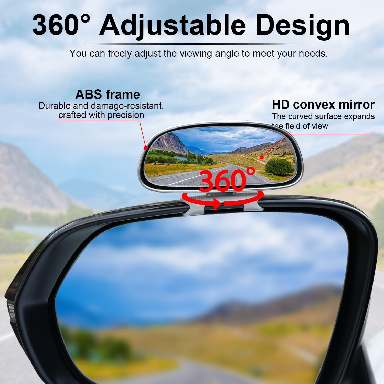 imageLivTee Clip on Blind Spot Mirror HD Glass Frameless Convex Rear View Mirrors Exterior Accessories with Wide Angle Adjustable Stick for Car SUV and Trucks WhiteSilver