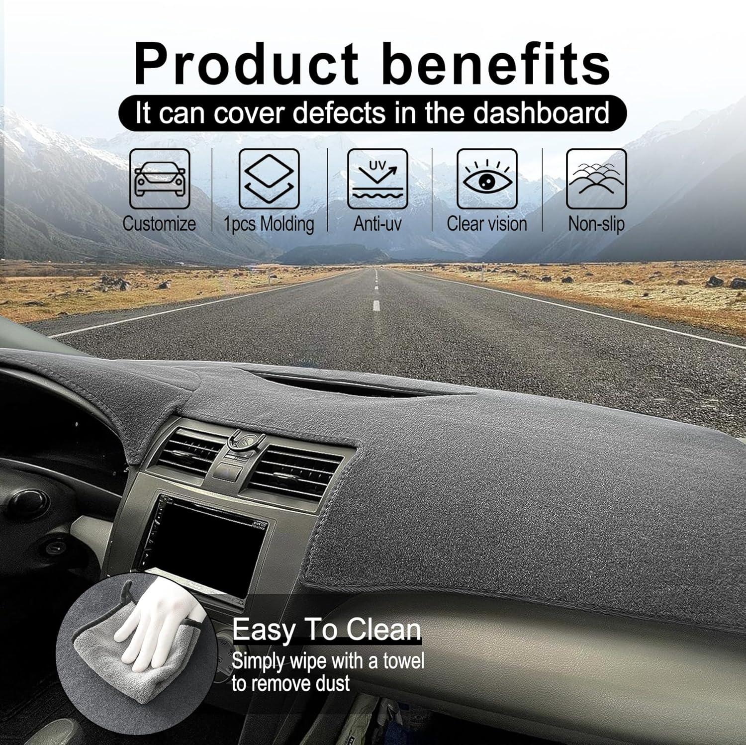 imageLivTee Dashboard Cover Dash Mat Compatible with Toyota Camry 2007 2008 2009 2010 2011 Protects Dashboard from Sun Damage Car AccessoriesDark Gray0711 Toyota Camry