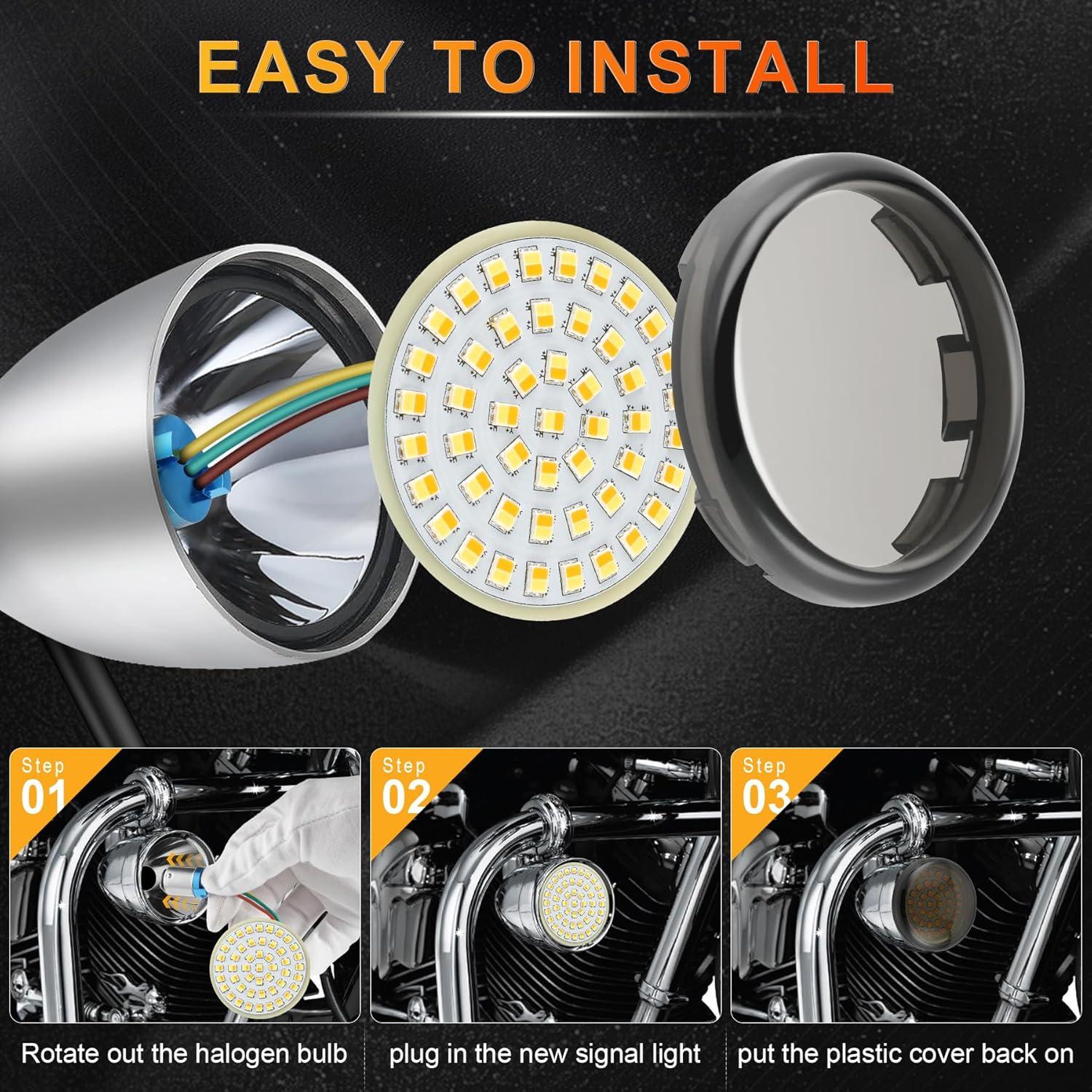 imageLivTee Extremely Bright Front Turn Signals ampamp Running Switchback LED Lights Panel with 1157 Base Compatible for Harley Dyna Street Glide Road King Motorcycle Accessories WhiteAmber