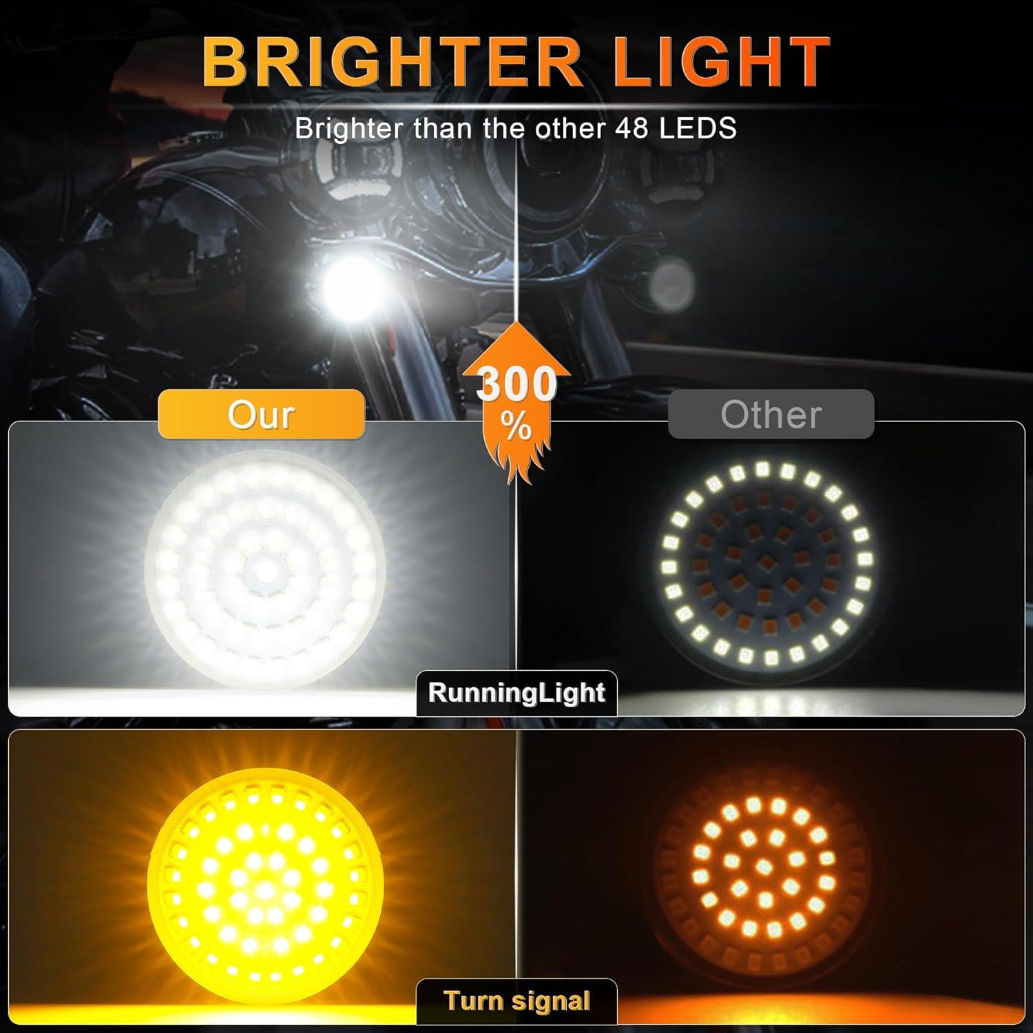 imageLivTee Extremely Bright Front Turn Signals ampamp Running Switchback LED Lights Panel with 1157 Base Compatible for Harley Dyna Street Glide Road King Motorcycle Accessories WhiteAmber