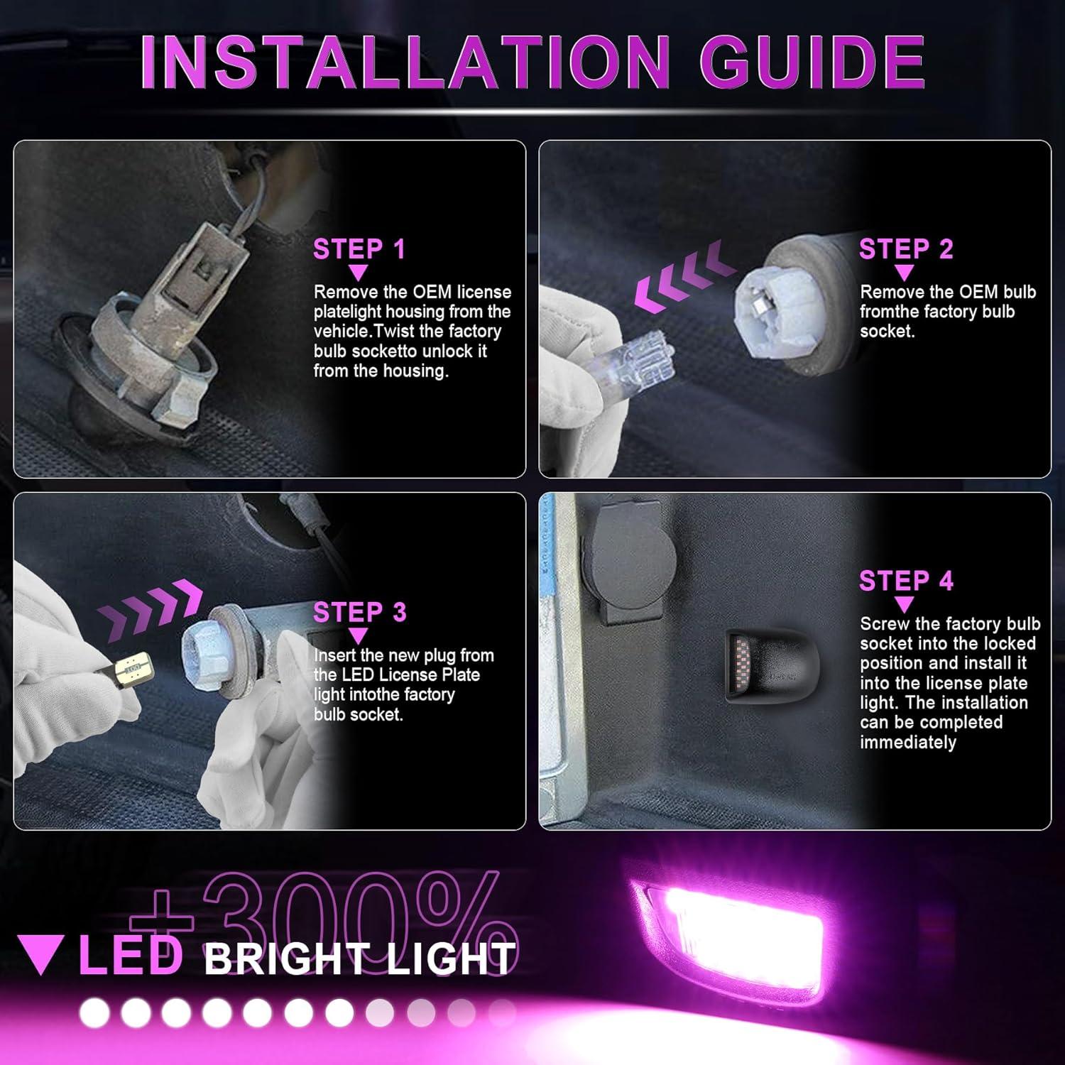 imageLivTee LED License Plate Light Assembly Tag Light Fits Chevy Silverado 1500 2500 3500 19992013 Tahoe Suburban Fits GMC Sierra Yukon XL Fits Cadillac Escalade Car Accessories AmberPurple