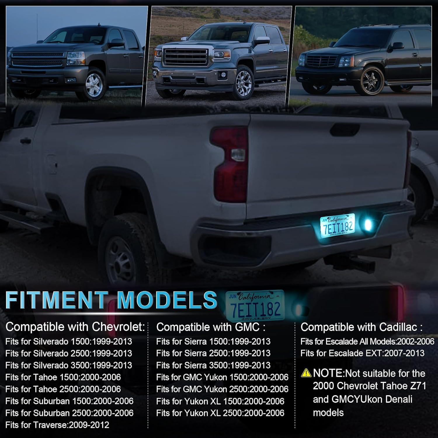 imageLivTee LED License Plate Light Assembly Tag Light Fits Chevy Silverado 1500 2500 3500 19992013 Tahoe Suburban Fits GMC Sierra Yukon XL Fits Cadillac Escalade Car Accessories AmberIce Blue
