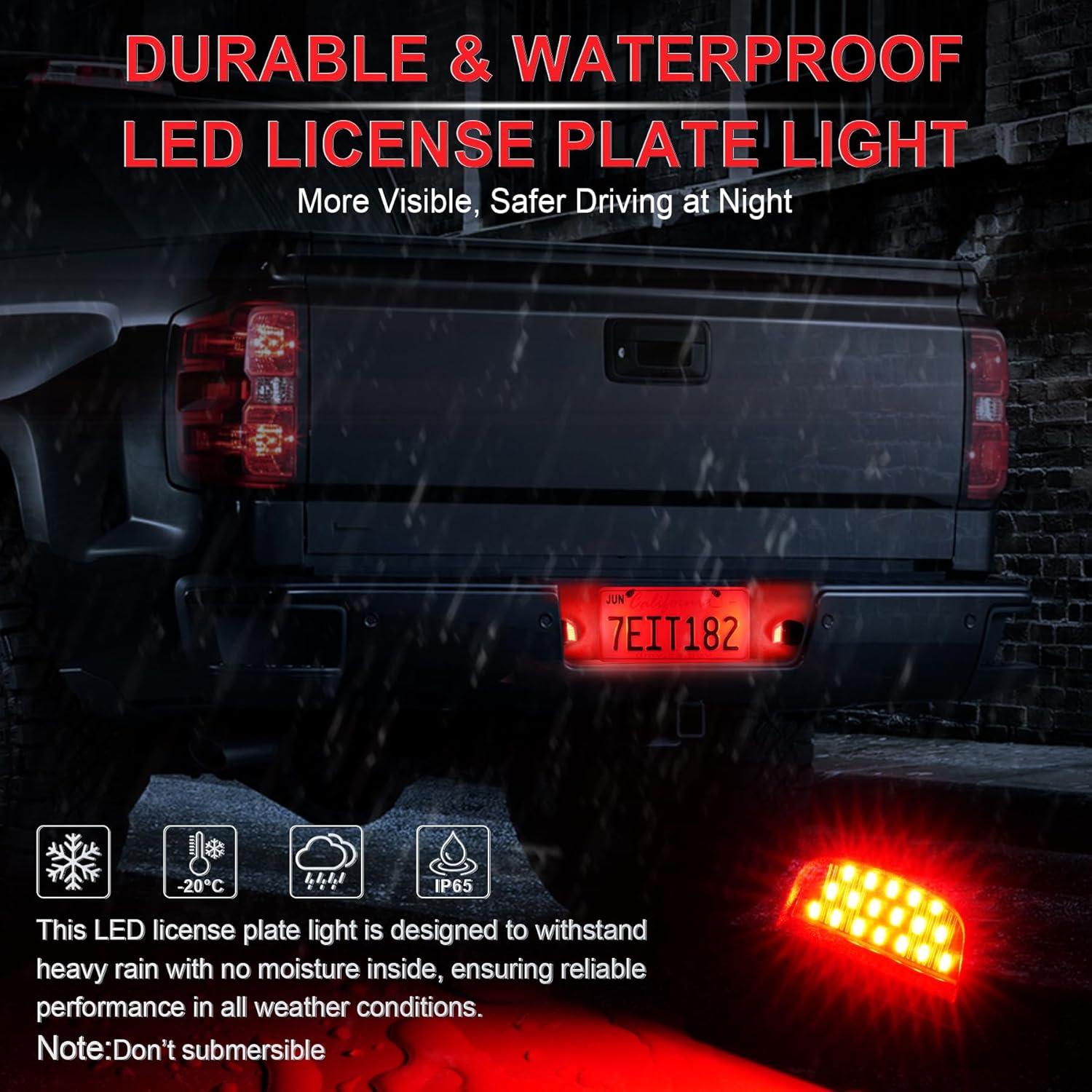 imageLivTee LED License Plate Light Assembly Tag Light Fits Chevy Silverado 1500 2500 3500 19992013 Tahoe Suburban Fits GMC Sierra Yukon XL Fits Cadillac Escalade Car Accessories AmberRed