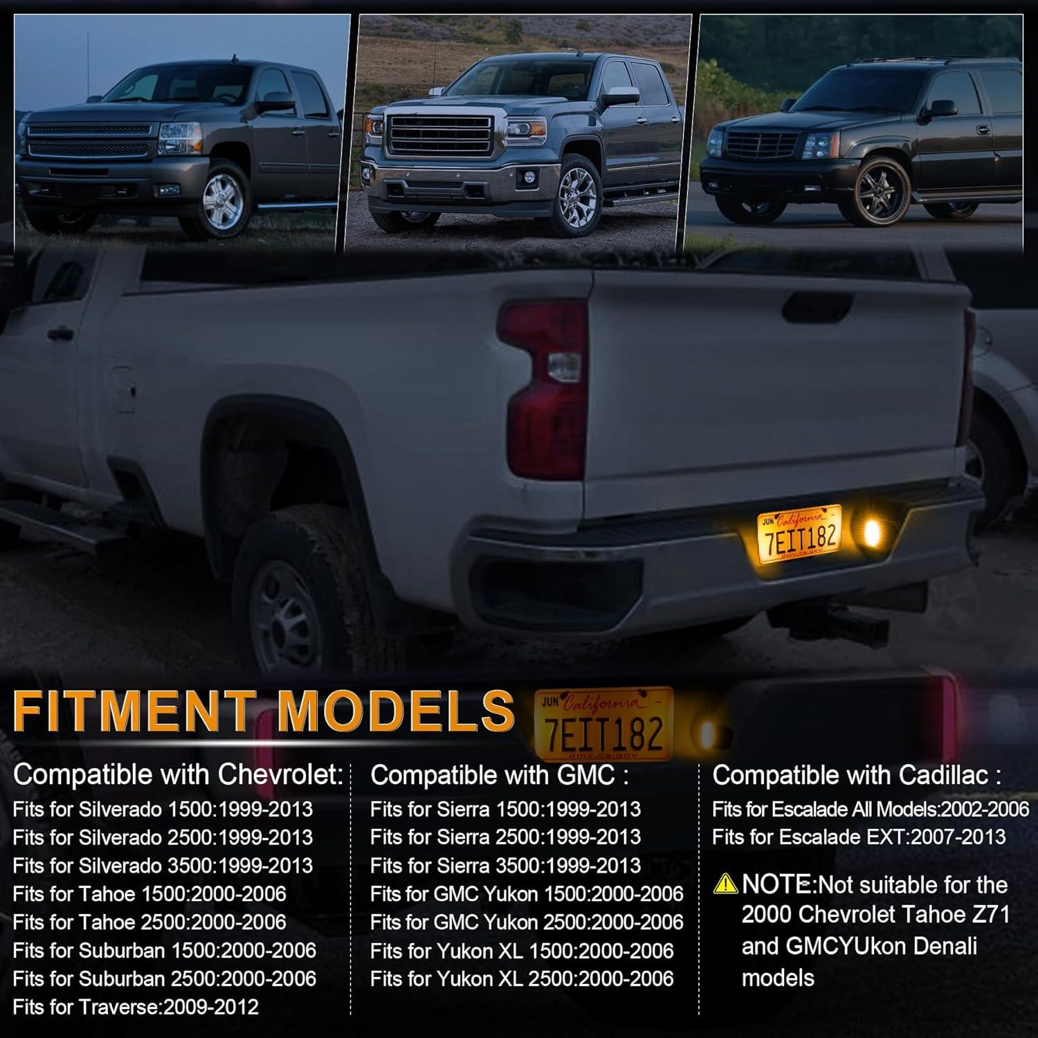 imageLivTee LED License Plate Light Assembly Tag Light Fits Chevy Silverado 1500 2500 3500 19992013 Tahoe Suburban Fits GMC Sierra Yukon XL Fits Cadillac Escalade Car Accessories AmberAmber