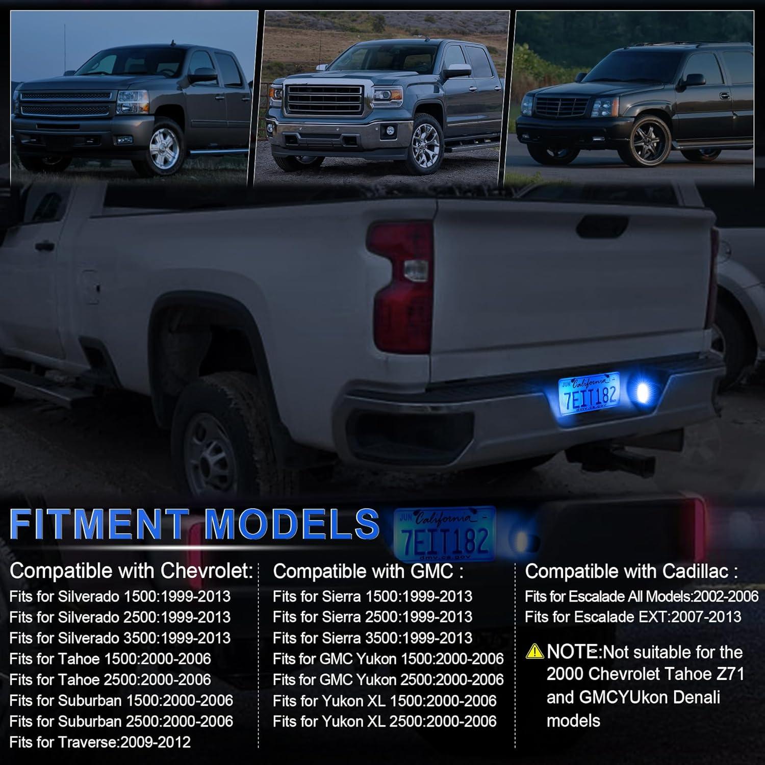 imageLivTee LED License Plate Light Assembly Tag Light Fits Chevy Silverado 1500 2500 3500 19992013 Tahoe Suburban Fits GMC Sierra Yukon XL Fits Cadillac Escalade Car Accessories AmberBlue