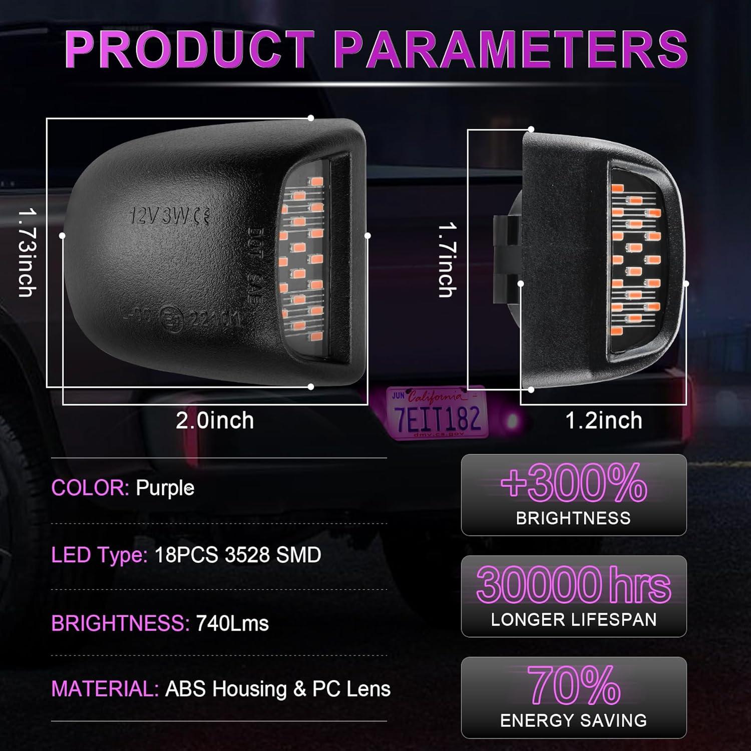 imageLivTee LED License Plate Light Assembly Tag Light Fits Chevy Silverado 1500 2500 3500 19992013 Tahoe Suburban Fits GMC Sierra Yukon XL Fits Cadillac Escalade Car Accessories AmberPurple