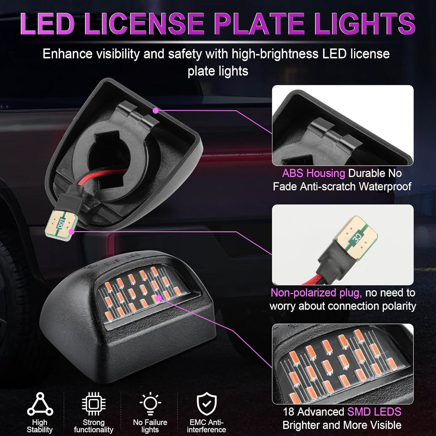 imageLivTee LED License Plate Light Assembly Tag Light Fits Chevy Silverado 1500 2500 3500 19992013 Tahoe Suburban Fits GMC Sierra Yukon XL Fits Cadillac Escalade Car Accessories AmberPurple