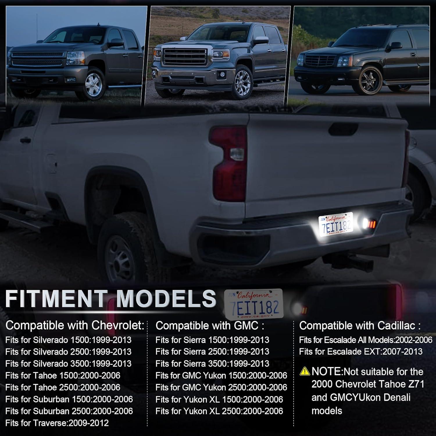 imageLivTee LED License Plate Light Assembly Tag Light Fits Chevy Silverado 1500 2500 3500 19992013 Tahoe Suburban Fits GMC Sierra Yukon XL Fits Cadillac Escalade Car Accessories AmberRed  White