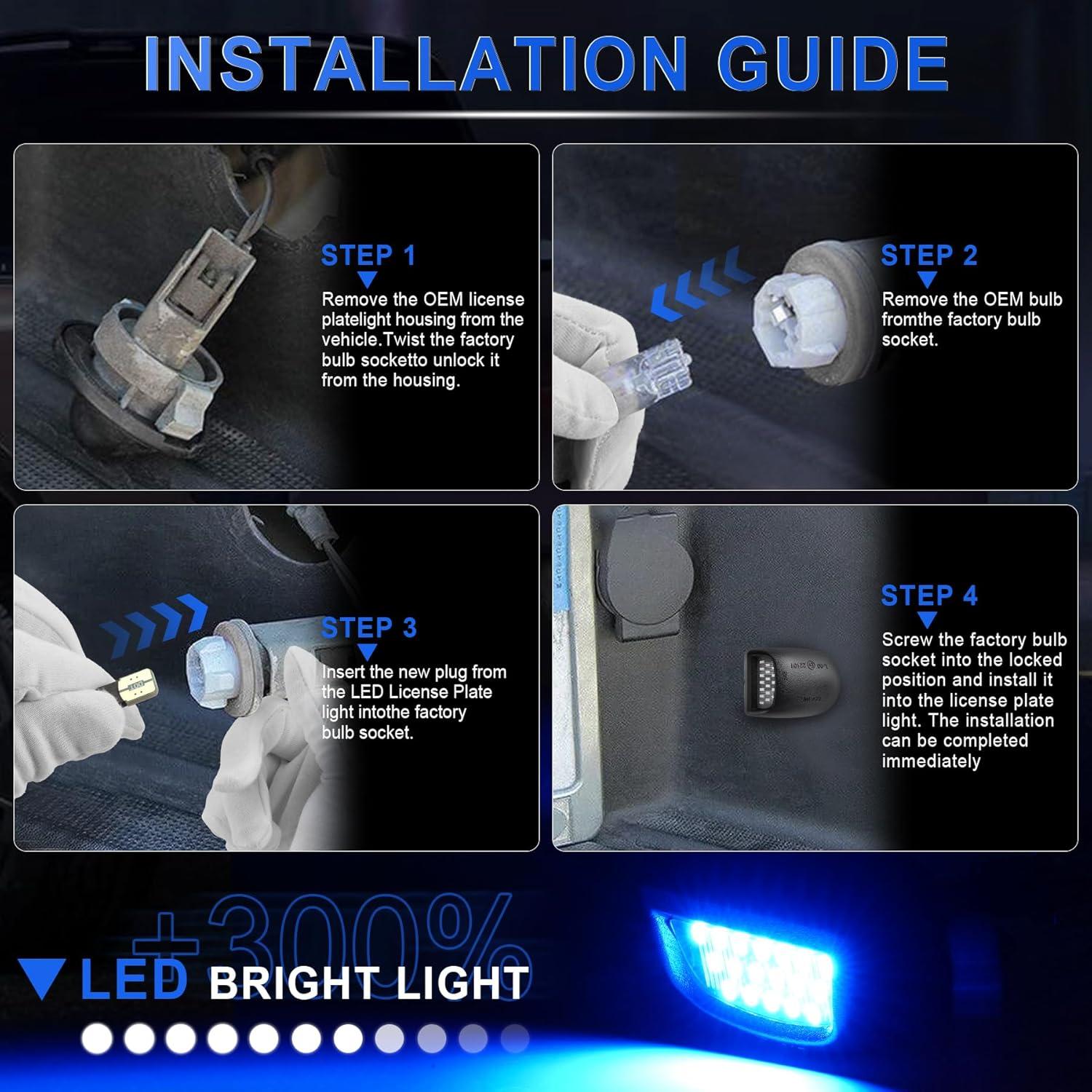 imageLivTee LED License Plate Light Assembly Tag Light Fits Chevy Silverado 1500 2500 3500 19992013 Tahoe Suburban Fits GMC Sierra Yukon XL Fits Cadillac Escalade Car Accessories AmberBlue
