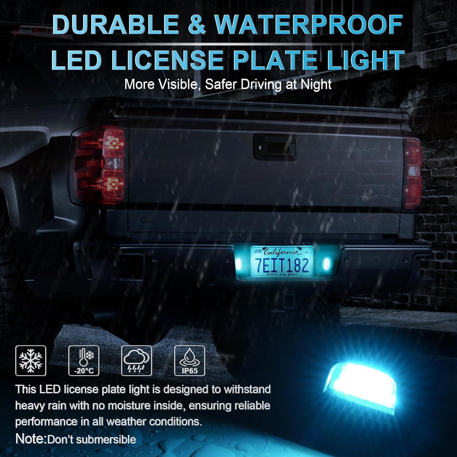 imageLivTee LED License Plate Light Assembly Tag Light Fits Chevy Silverado 1500 2500 3500 19992013 Tahoe Suburban Fits GMC Sierra Yukon XL Fits Cadillac Escalade Car Accessories AmberIce Blue