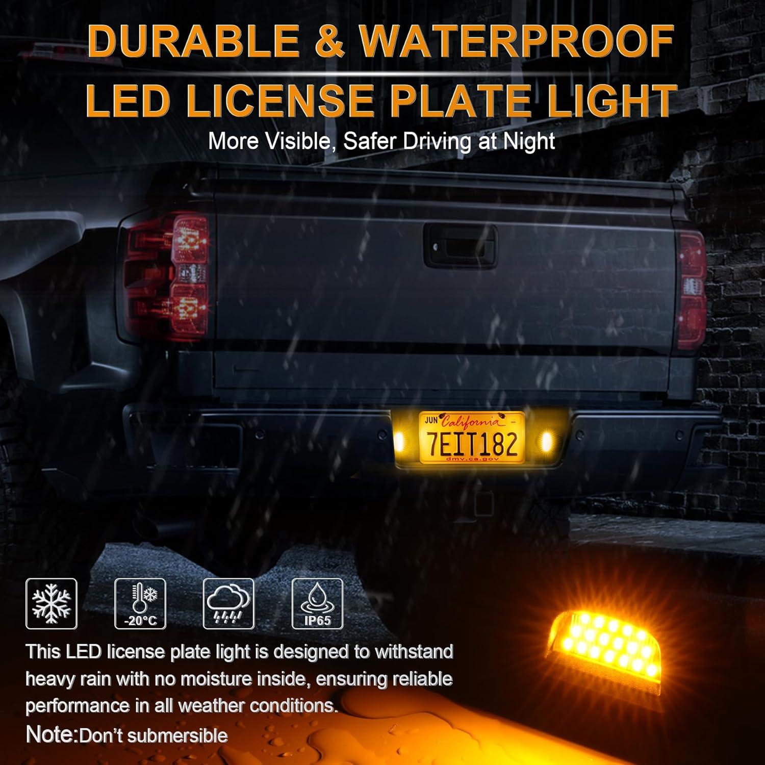imageLivTee LED License Plate Light Assembly Tag Light Fits Chevy Silverado 1500 2500 3500 19992013 Tahoe Suburban Fits GMC Sierra Yukon XL Fits Cadillac Escalade Car Accessories AmberAmber
