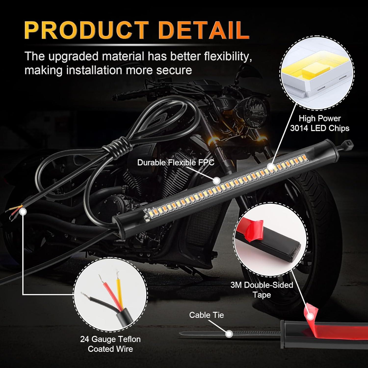 imageLivTee Motorcycle Turn Signals DualColor White ampamp Amber Fork Switchback LED Turn Signal Motorcycle Blinkers with DRL Waterproof Adjustable Light Bar for Motorbike Ebike Dirt Bike2PCS