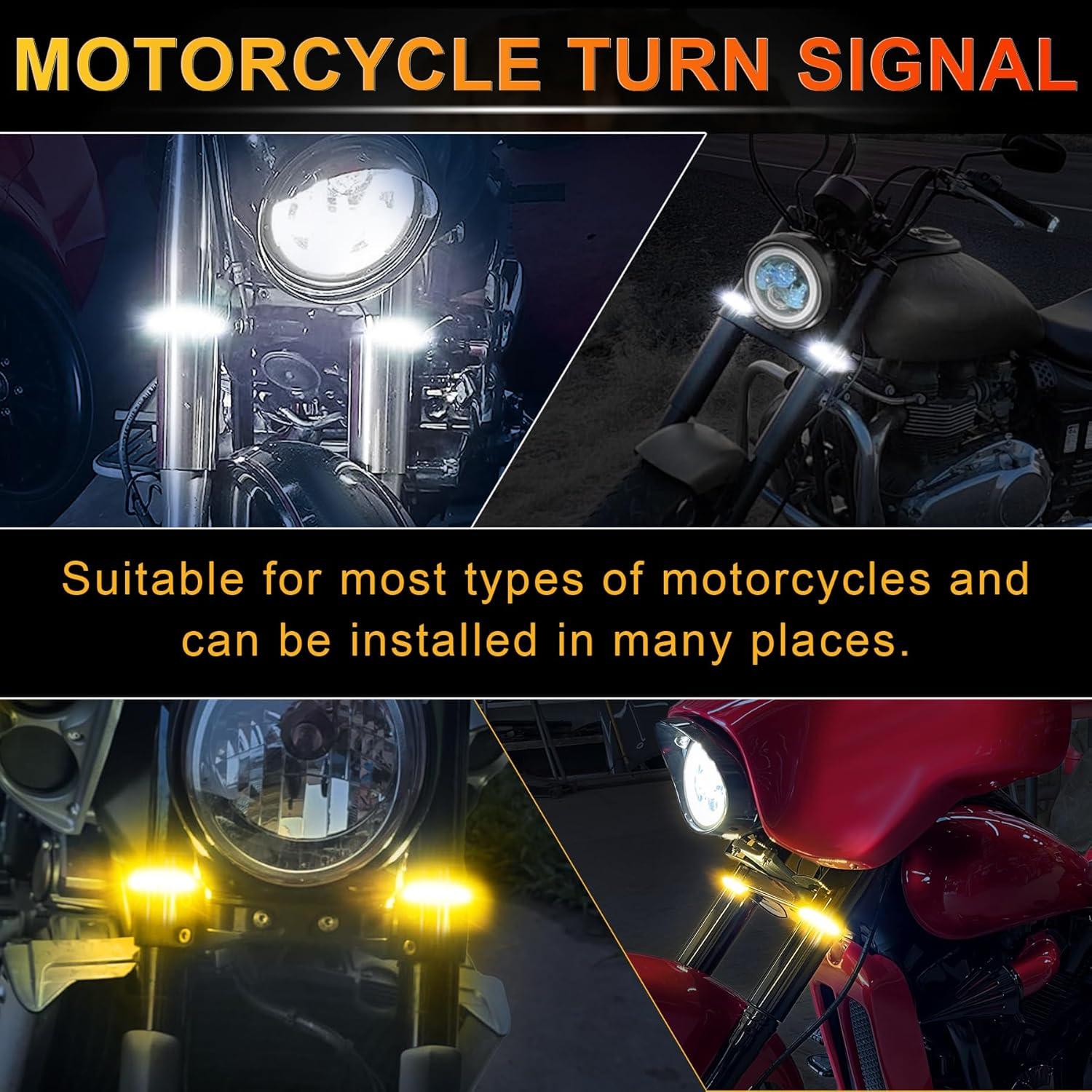 imageLivTee Motorcycle Turn Signals DualColor White ampamp Amber Fork Switchback LED Turn Signal Motorcycle Blinkers with DRL Waterproof Adjustable Light Bar for Motorbike Ebike Dirt Bike2PCS