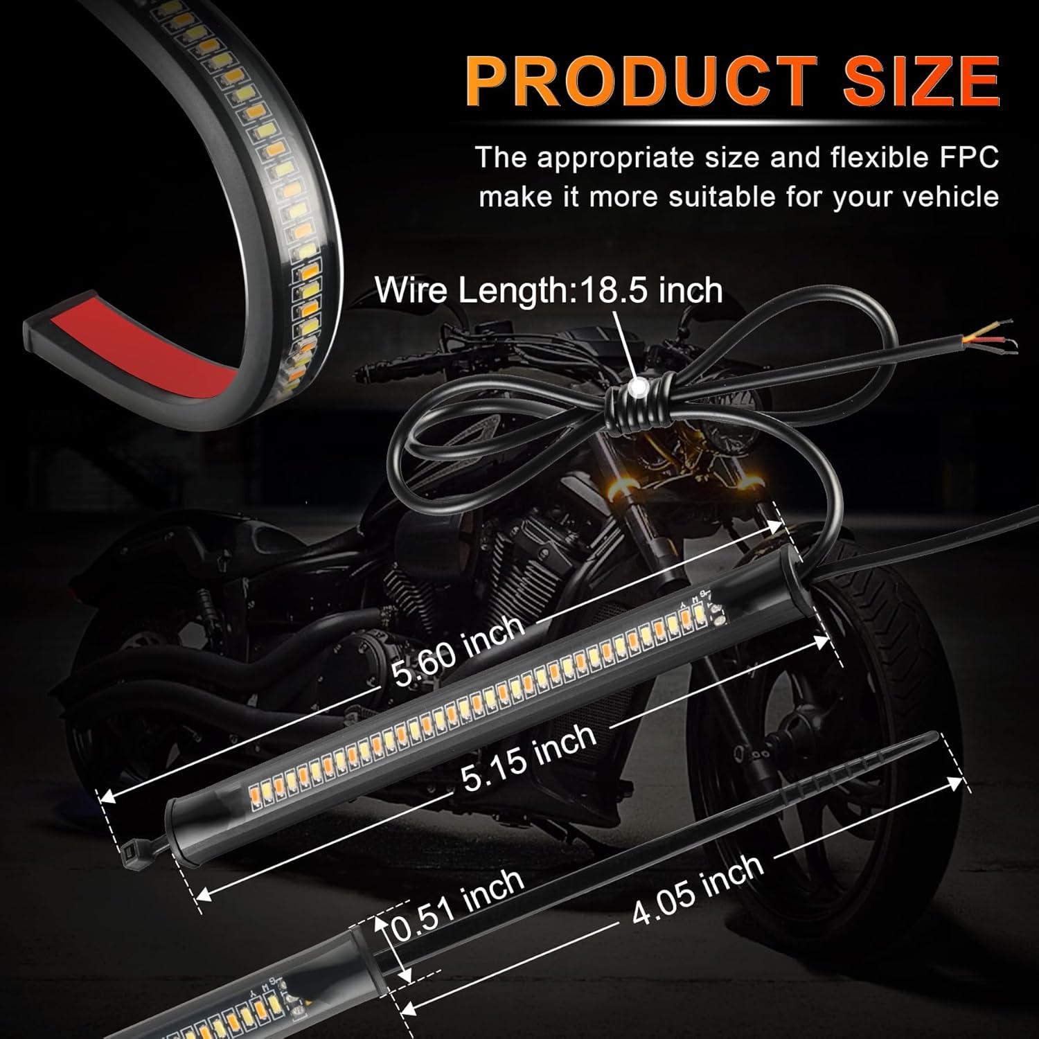 imageLivTee Motorcycle Turn Signals DualColor White ampamp Amber Fork Switchback LED Turn Signal Motorcycle Blinkers with DRL Waterproof Adjustable Light Bar for Motorbike Ebike Dirt Bike2PCS