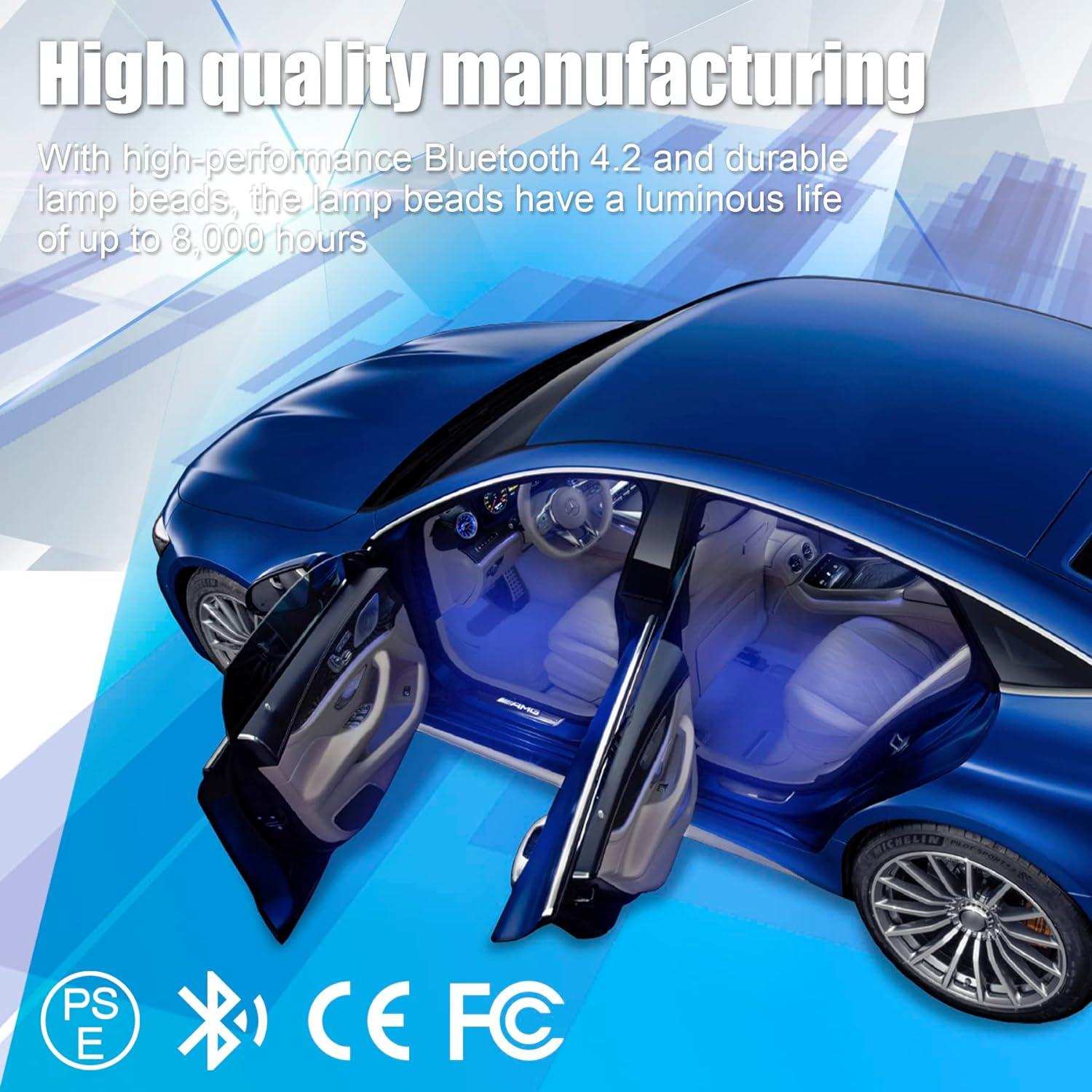 imageLivTee Smart Car Interior Lights RGB LED Accent Lights with App Control Music Mode DIY Mode 2Line Design Charger Included Car Accessories for WomenInterior LightsNew