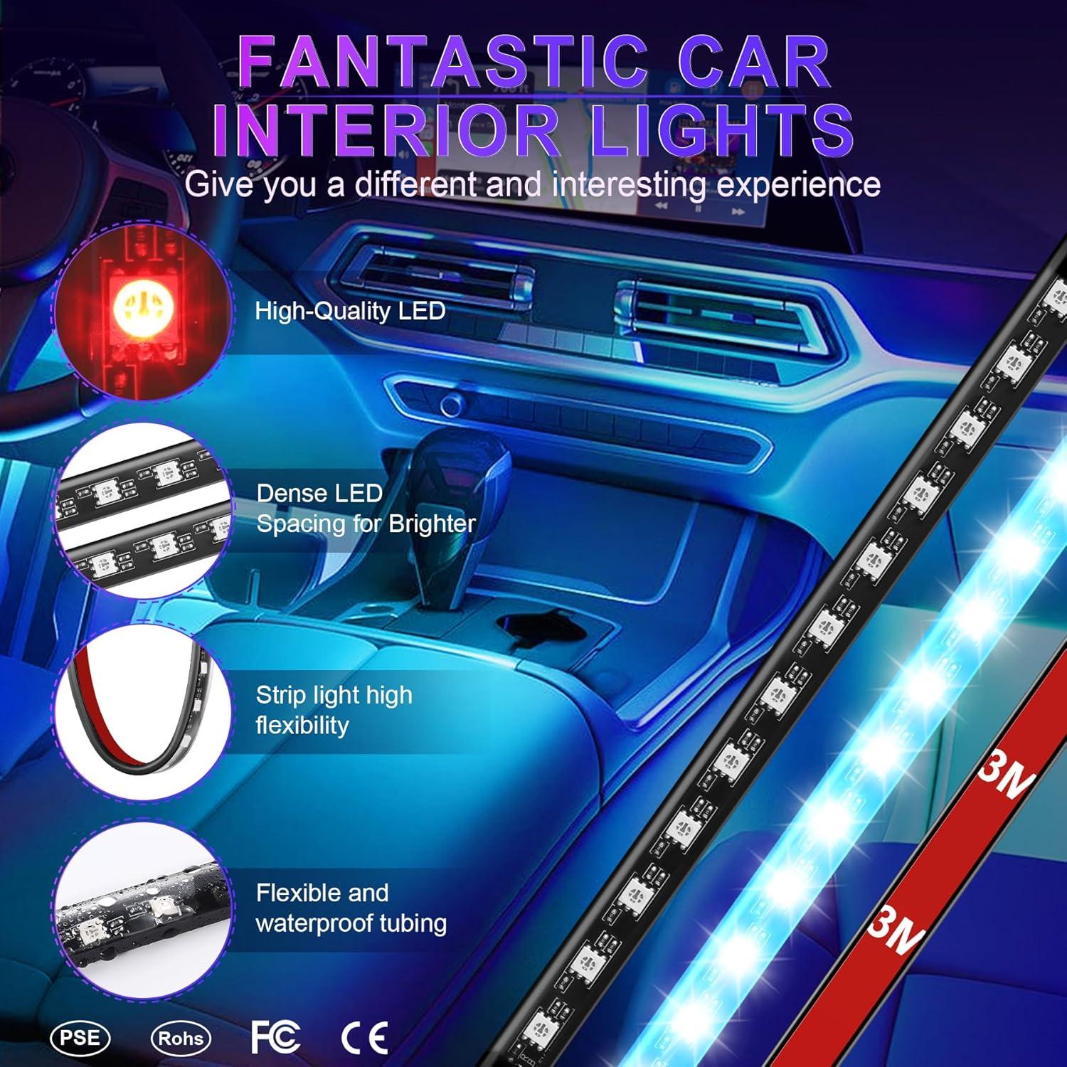 imageLivTee Smart Car Interior Lights RGB LED Accent Lights with App Control Music Mode DIY Mode 2Line Design Charger Included Car Accessories for WomenInterior LightsNew