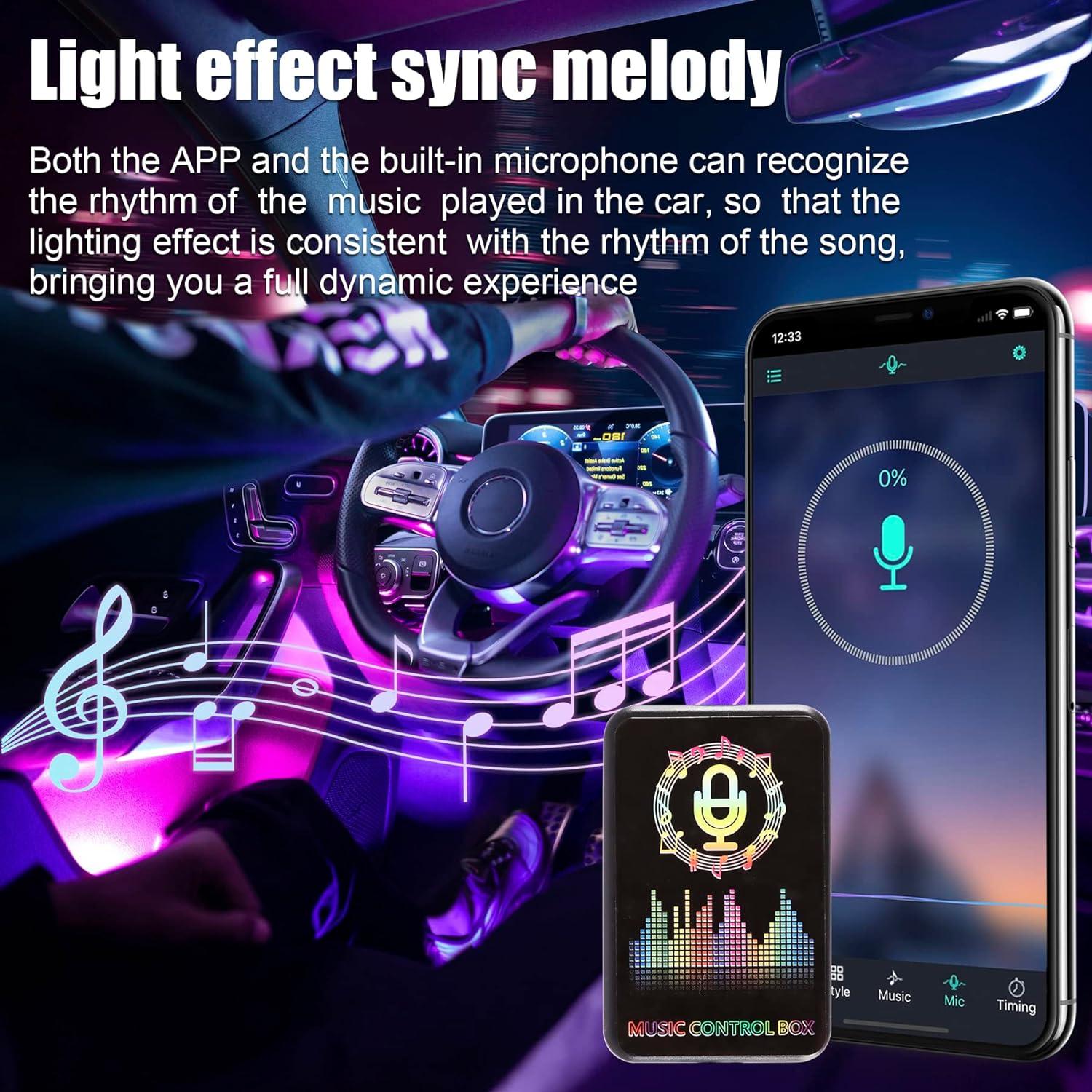 imageLivTee Smart Car Interior Lights RGB LED Accent Lights with App Control Music Mode DIY Mode 2Line Design Charger Included Car Accessories for WomenInterior LightsNew