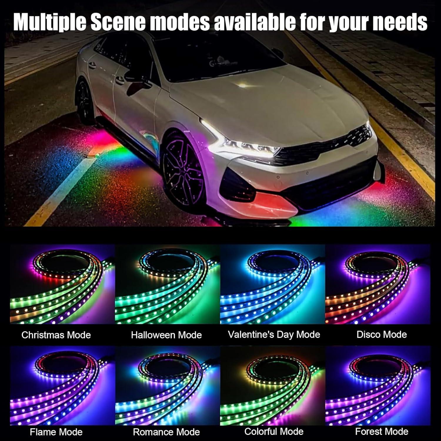imageLivTee Smart Car Interior Lights RGB LED Accent Lights with App Control Music Mode DIY Mode 2Line Design Charger Included Car Accessories for WomenUnderglow Lights