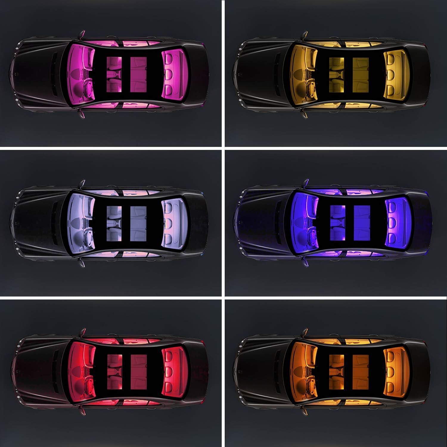 imageLivTee Smart Car LED Interior Lights with USB Port LED Strip Fiber Optic Lights Wireless App Control Sync to Music Car Accessories Gifts for Women and Men 5 in 1Remote  APP