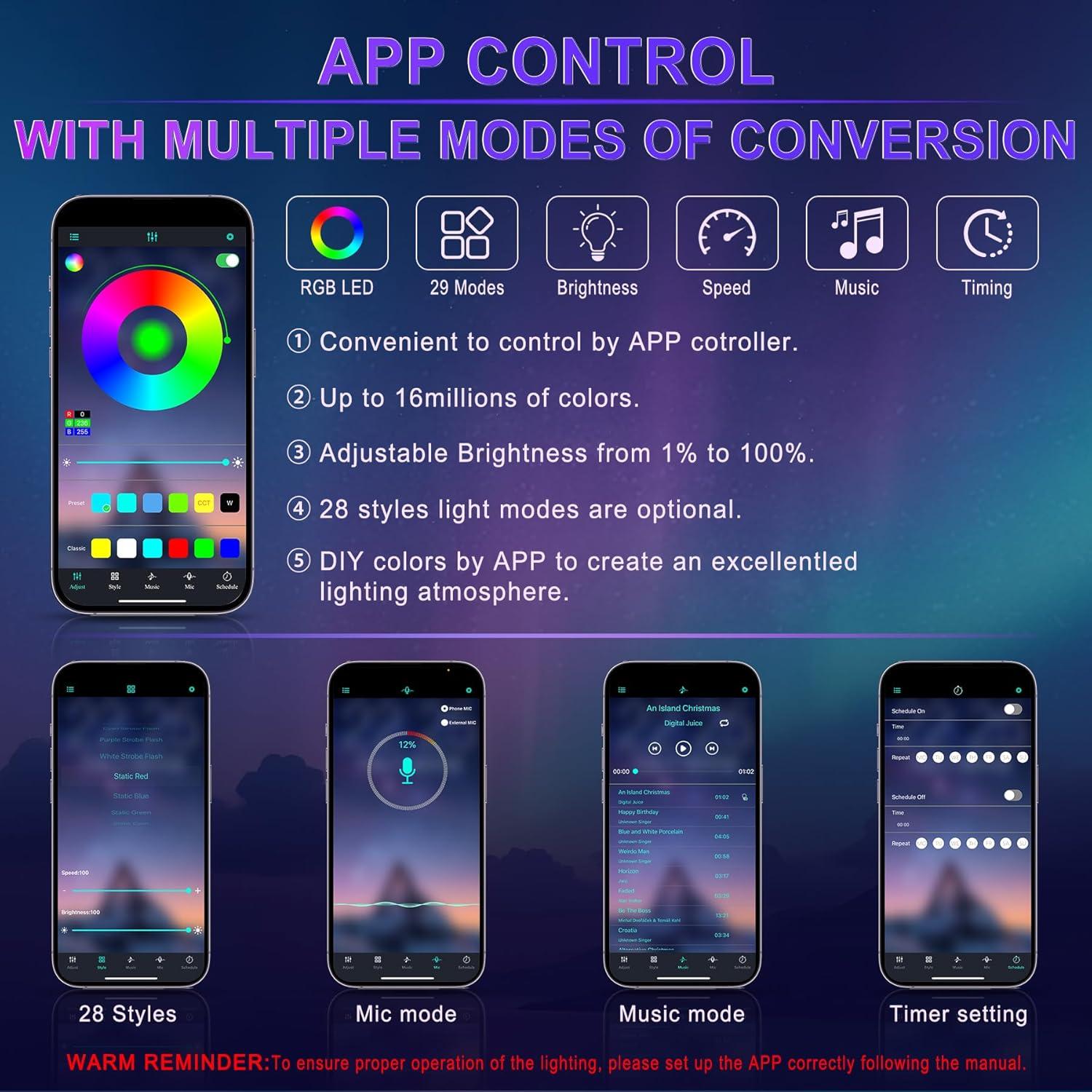 imageLivTee Smart Car LED Interior Lights with USB Port LED Strip Fiber Optic Lights Wireless App Control Sync to Music Car Accessories Gifts for Women and Men 5 in 1Fiber Optic Lights1to5