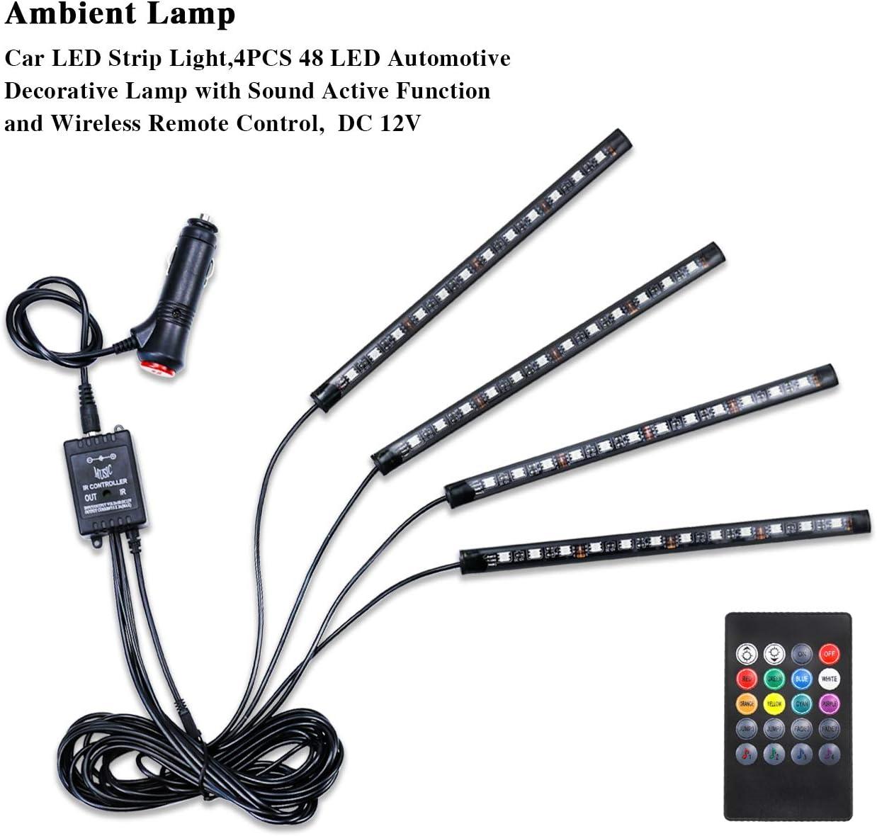 imageLivTee Smart Car LED Interior Lights with USB Port LED Strip Fiber Optic Lights Wireless App Control Sync to Music Car Accessories Gifts for Women and Men 5 in 1Interior Lights