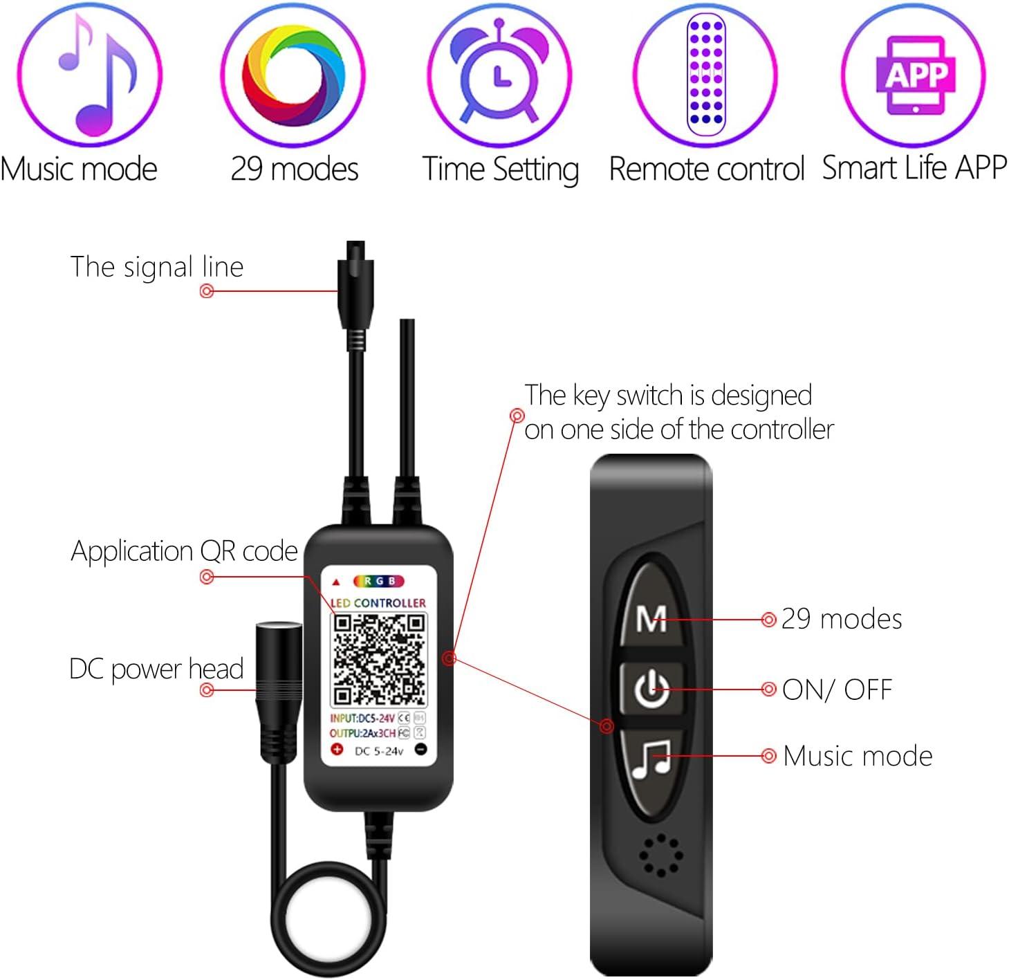 imageLivTee Smart Car LED Interior Lights with USB Port LED Strip Fiber Optic Lights Wireless App Control Sync to Music Car Accessories Gifts for Women and Men 5 in 1Remote  APP