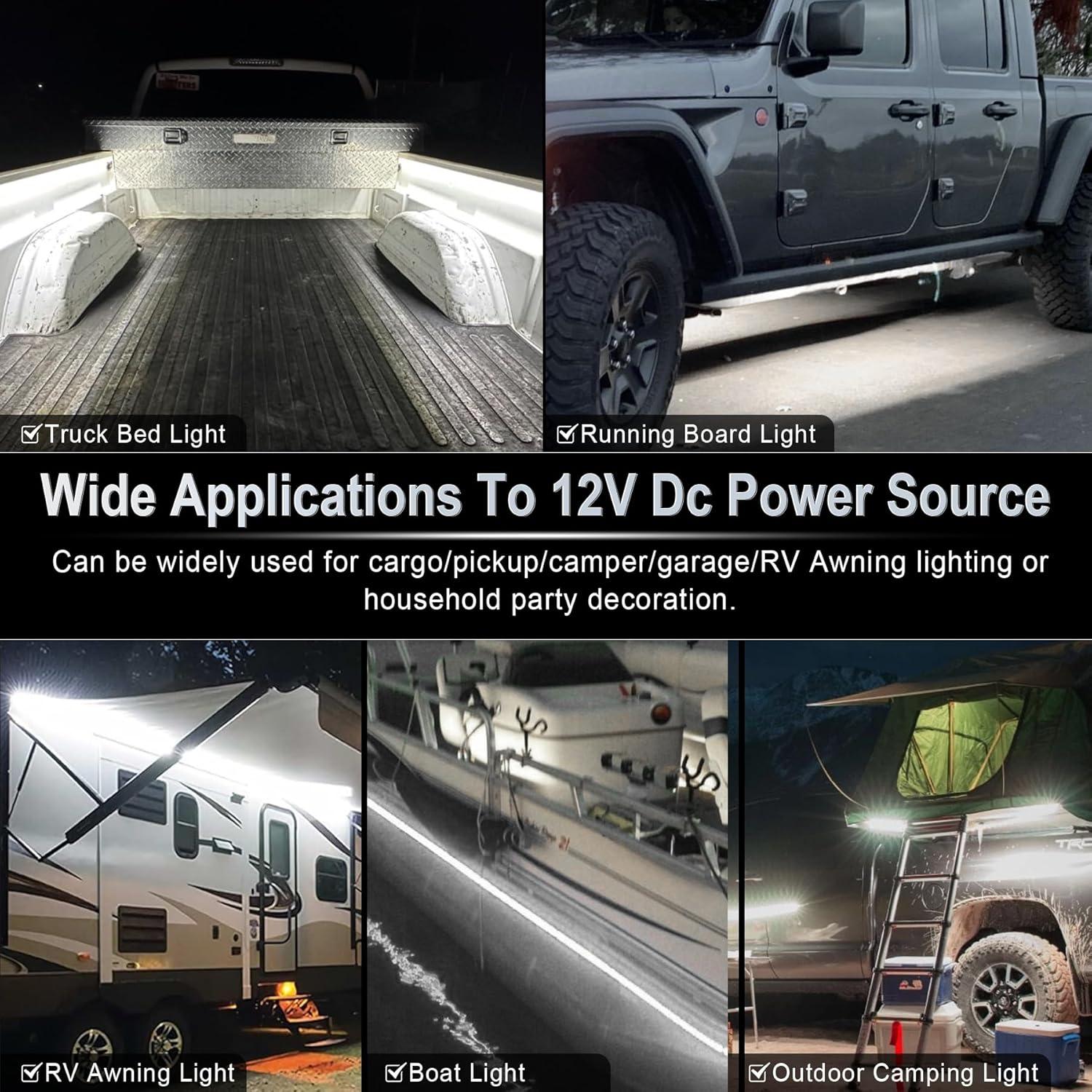 imageLivTee Truck Bed Lights 2PCS 60 Inch 12V LED Light Strip with OnOff Switch Blade Fuse 2Way Splitter Pickup Truck Accessories for Men  IP68 Waterproof2PCS