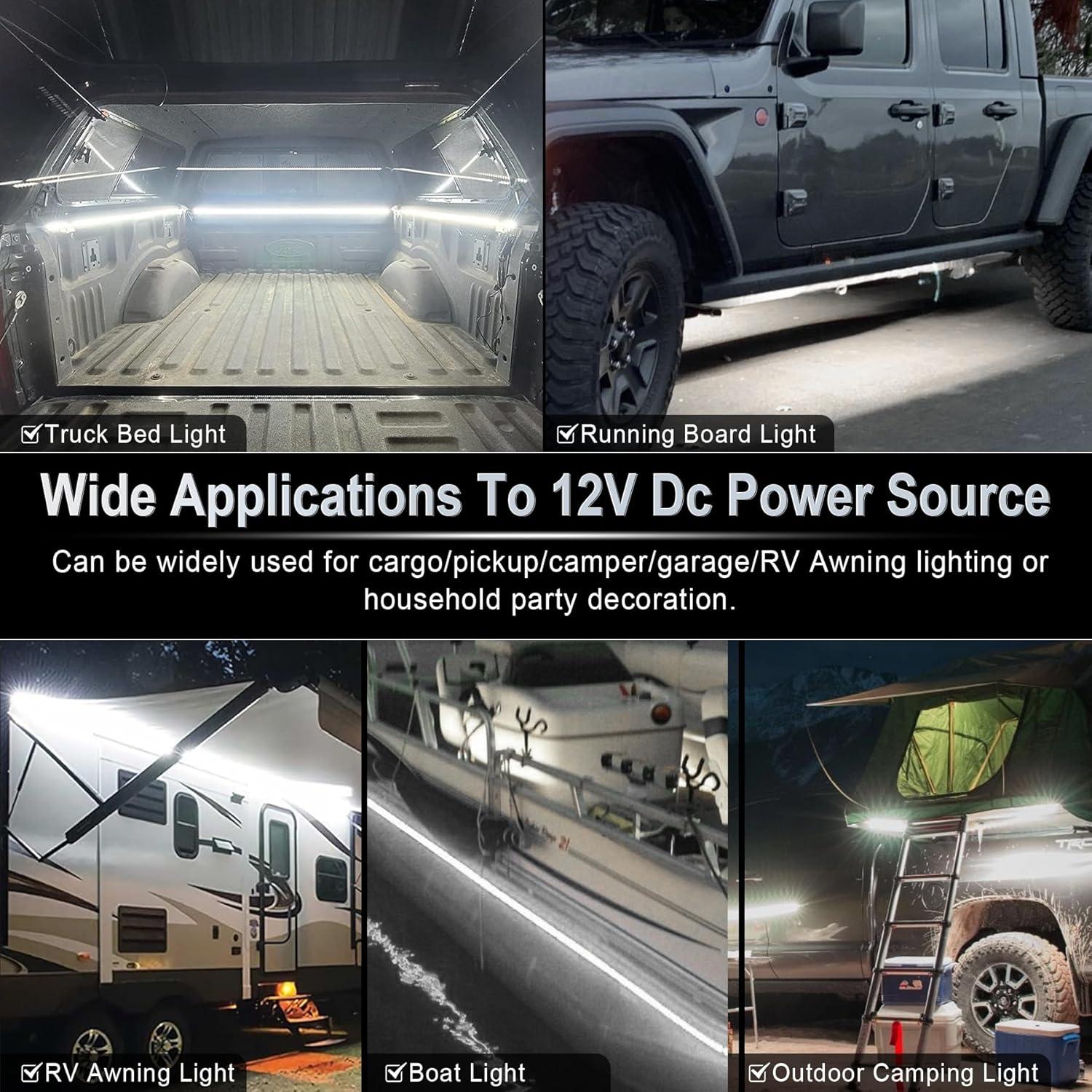 imageLivTee Truck Bed Lights 2PCS 60 Inch 12V LED Light Strip with OnOff Switch Blade Fuse 2Way Splitter Pickup Truck Accessories for Men  IP68 Waterproof3PCS