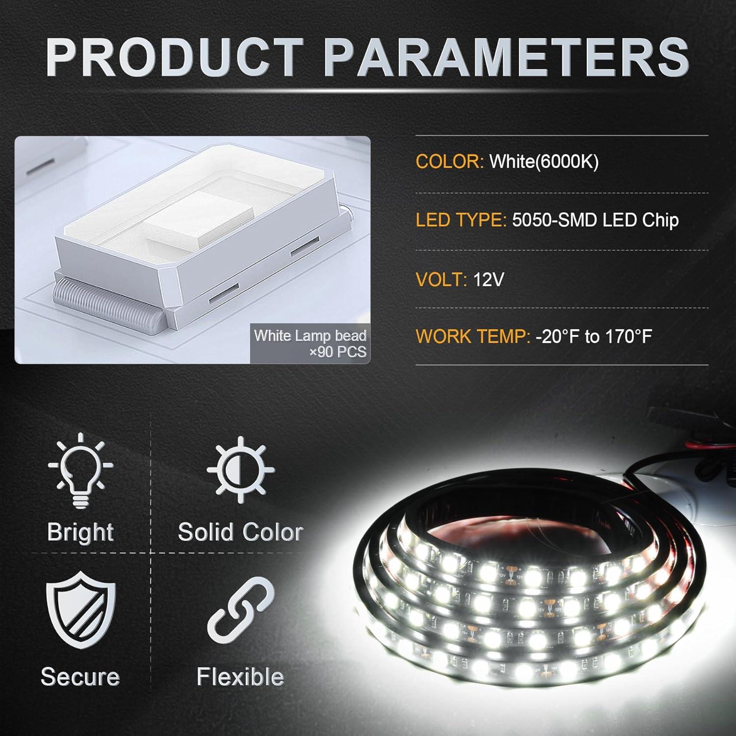 imageLivTee Truck Bed Lights 2PCS 60 Inch 12V LED Light Strip with OnOff Switch Blade Fuse 2Way Splitter Pickup Truck Accessories for Men  IP68 Waterproof3PCS