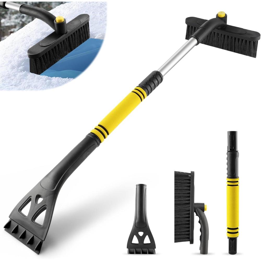 imageLivTee 32quot Extendable Ice Scraper ampamp Snow Brush for Car Windshield 360 Rotating Snow Removal Tool for Cars Trucks ampamp SUVs Automotive Winter Essentials ampamp Car Accessories for Men YellowYellow
