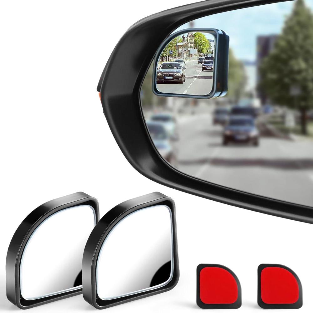 imageLivTee Blind Spot Mirror 2quot Round HD Glass Frameless Convex Accessories with Suction Cup ABS Housing 360 Adjustable WideAngle Rear View Mirror for Cars SUVs and Trucks Pack of 2Black