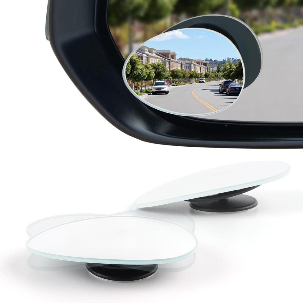 imageLivTee Blind Spot Mirrors HD Glass Frameless Convex Rear View Mirrors Wide Angle Adjustable Stick for Side Mirror Automotive Exterior Accessories for Car SUV ampamp Trucks Pack of 2Oval