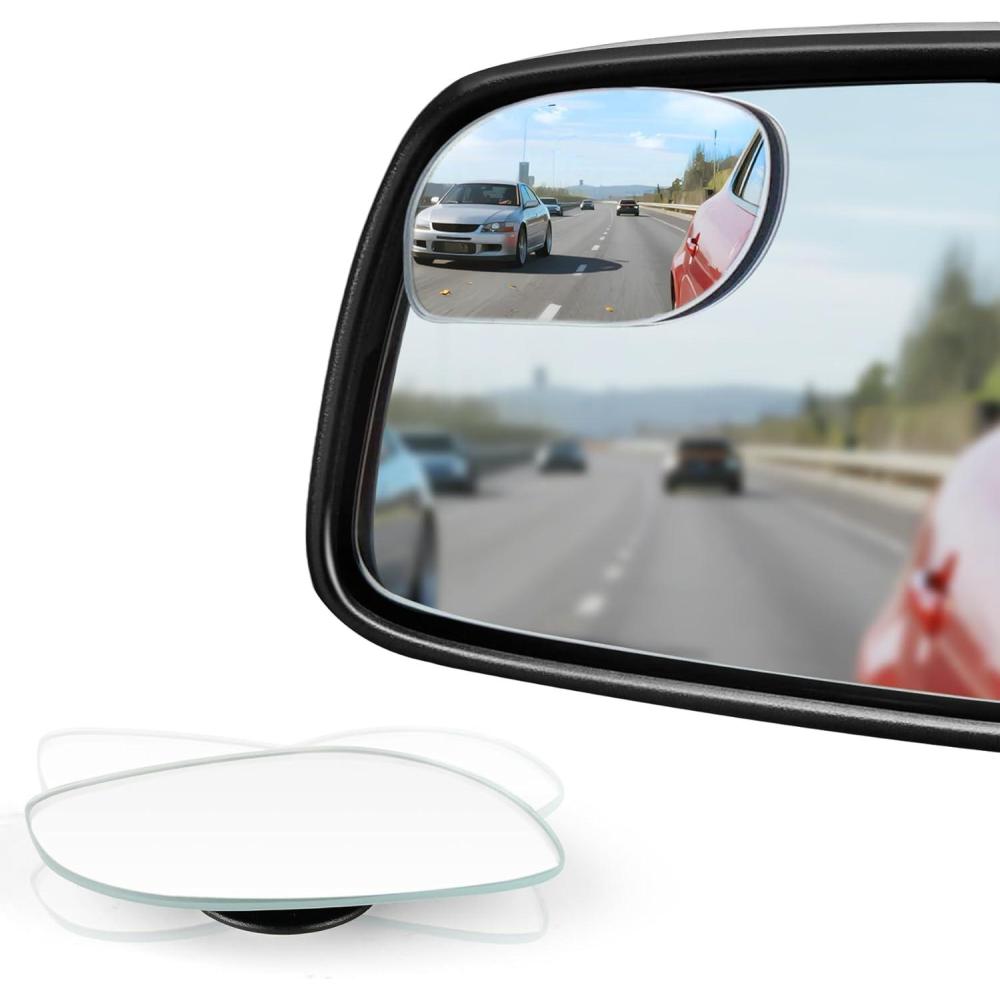 imageLivTee Blind Spot Mirrors HD Glass Frameless Convex Rear View Mirrors Wide Angle Adjustable Stick for Side Mirror Automotive Exterior Accessories for Car SUV ampamp Trucks Pack of 2Rounded Oval