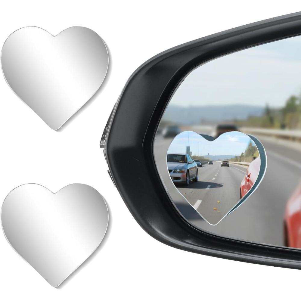 imageLivTee Blind Spot Mirrors Heart Shaped HD Glass Frameless Convex Rear View Mirrors Wide Angle Adjustable Stick for Side Mirror Automotive Exterior Accessories for Car SUV ampamp Trucks Pack of 2