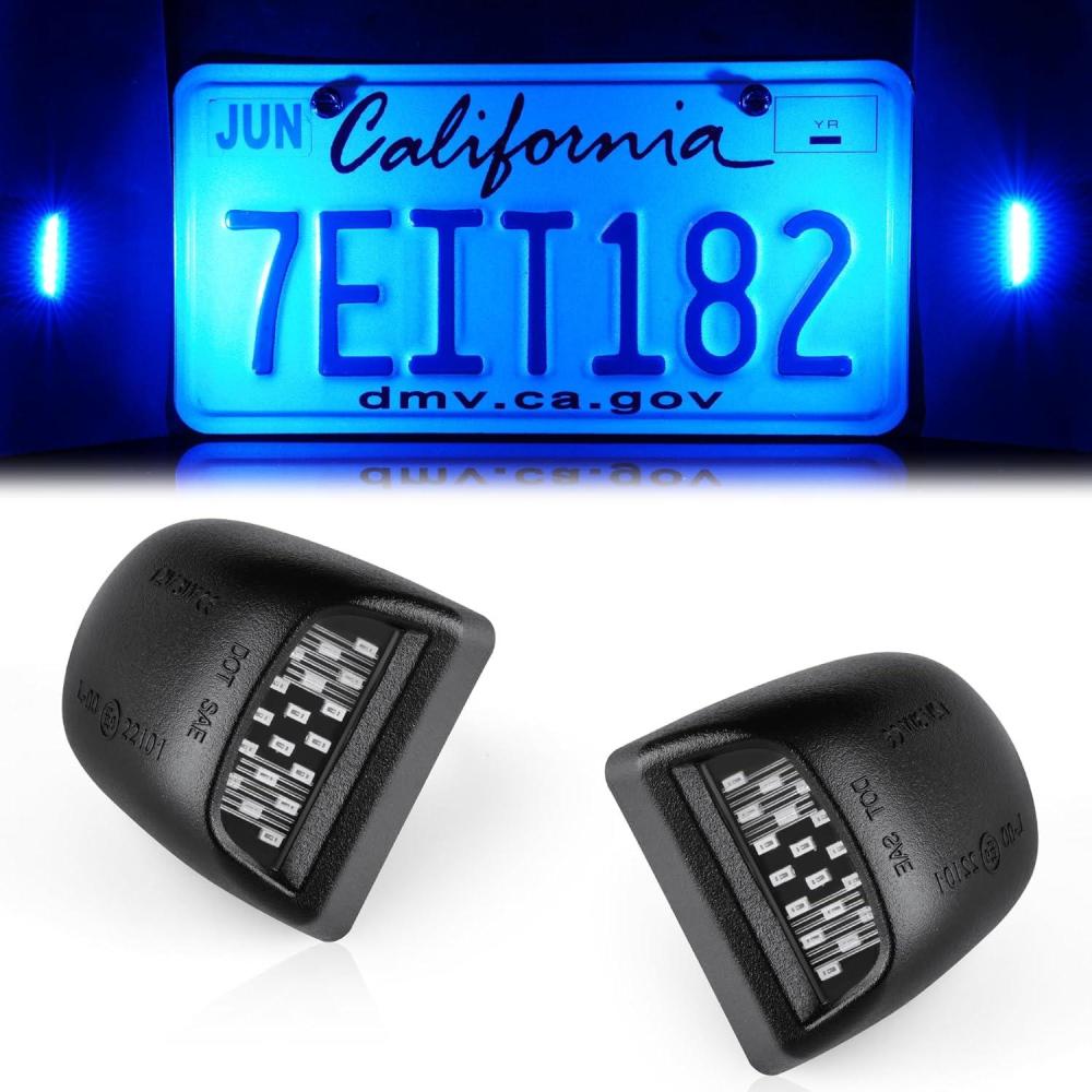 imageLivTee LED License Plate Light Assembly Tag Light Fits Chevy Silverado 1500 2500 3500 19992013 Tahoe Suburban Fits GMC Sierra Yukon XL Fits Cadillac Escalade Car Accessories AmberBlue