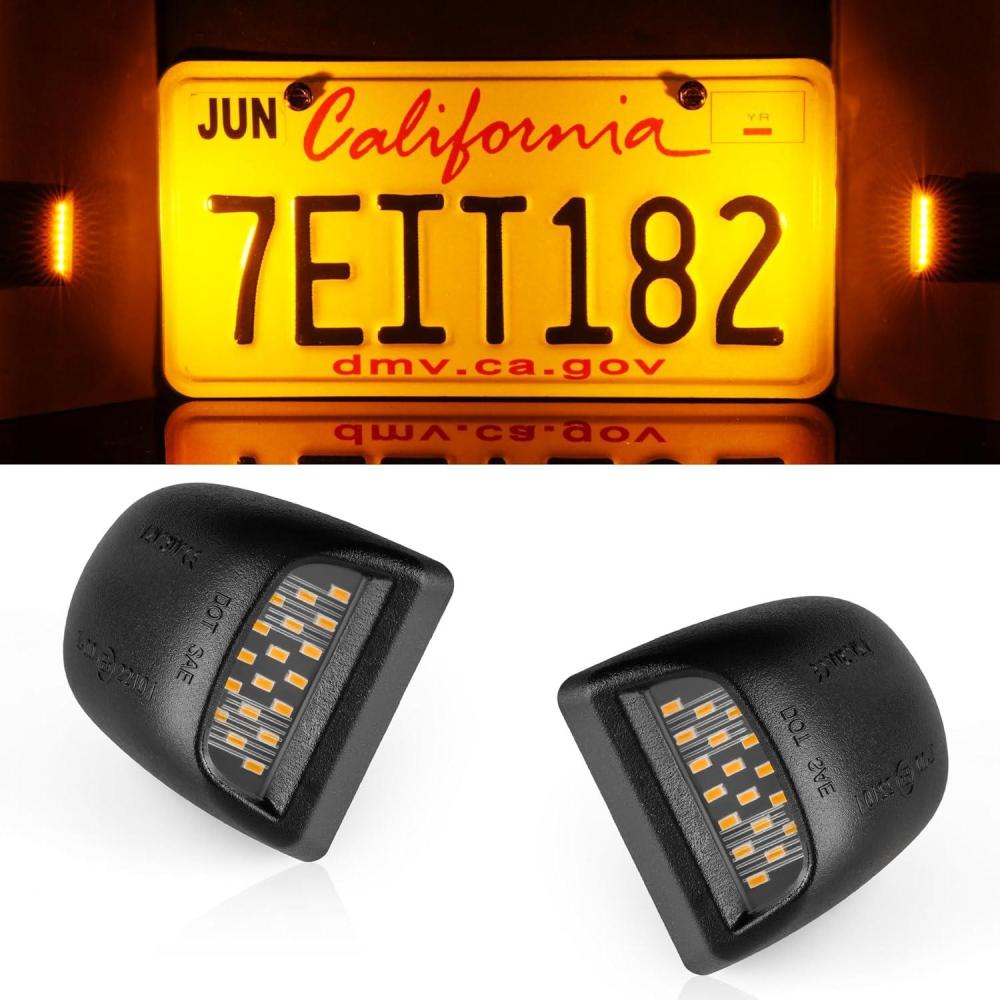 imageLivTee LED License Plate Light Assembly Tag Light Fits Chevy Silverado 1500 2500 3500 19992013 Tahoe Suburban Fits GMC Sierra Yukon XL Fits Cadillac Escalade Car Accessories AmberAmber