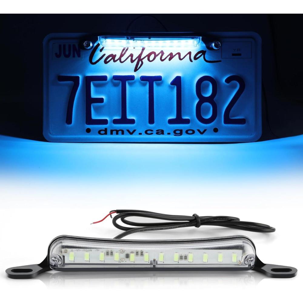 imageLivTee License Plate Light Extremely Bright LED License Plate Lights Assembly for Trailer UTV ATV Truck RV Boat PurpleIce Blue