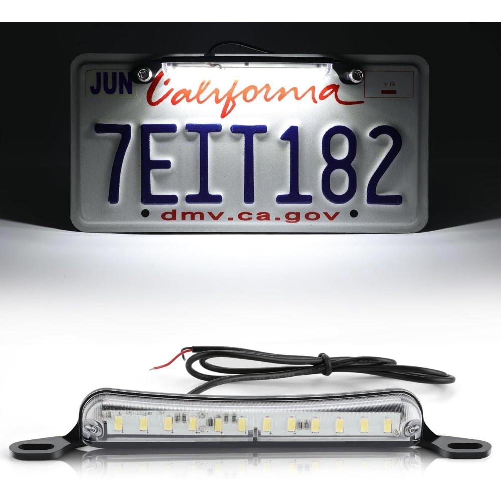 imageLivTee License Plate Light Extremely Bright LED License Plate Lights Assembly for Trailer UTV ATV Truck RV Boat PurpleXenon White