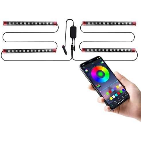 imageLivTee Smart Car LED Interior Lights with USB Port LED Strip Fiber Optic Lights Wireless App Control Sync to Music Car Accessories Gifts for Women and Men 5 in 1Remote  APP