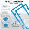 imageLivTee Carbon Fiber License Plate Frames 2 Holes Stainless Steel License Plate Covers 2PCS Car License Plate Holder Slim Design with Gasket Cover for US Cars Automotive Exterior AccessoriesBlue