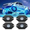 imageLivTee RGB LED Rock Lights Kit 4 Pods Waterproof Underglow Neon Lights with Bluetooth App Control  MultiColor ampamp Music Sync Wheel Light for Trucks SUV UTV ATV RZR Golf Cart