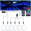 imageLivTee Smart Car LED Interior Lights with USB Port LED Strip Fiber Optic Lights Wireless App and Remote Control Sync to Music Car Accessories Gifts for Women and Men 6 in 1