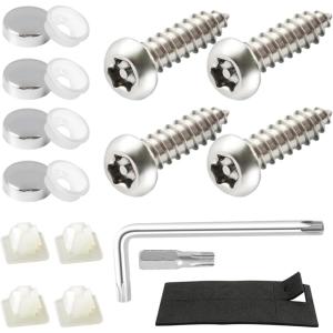 imageLivTee Anti Theft License Plate Screws Set for Securing Frames and Covers License Plate Bolts M6 14quot Tamper Proof Screws Caps Cover for Front Rear Frame Holder Mounting Black4PCSATSilver