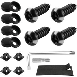 imageLivTee Anti Theft License Plate Screws Set for Securing Frames and Covers License Plate Bolts M6 14quot Tamper Proof Screws Caps Cover for Front Rear Frame Holder Mounting Black4PCSATBlack