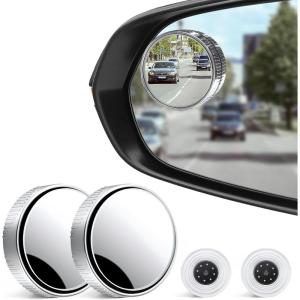 imageLivTee Blind Spot Mirror 2quot Round HD Glass Frameless Convex Accessories with Suction Cup ABS Housing 360 Adjustable WideAngle Rear View Mirror for Cars SUVs and Trucks Pack of 2CupSilver