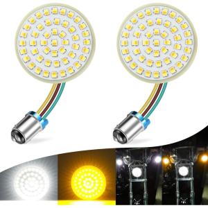 imageLivTee Extremely Bright Front Turn Signals ampamp Running Switchback LED Lights Panel with 1157 Base Compatible for Harley Dyna Street Glide Road King Motorcycle Accessories WhiteAmber