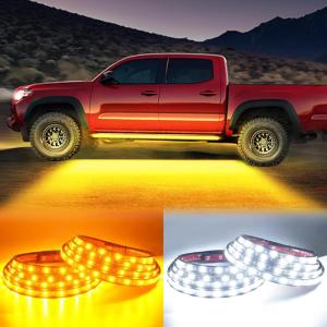 imageLivTee LED Running Board Lights for Trucks 2PCS 70 Inch Waterproof Light Bar with 144 LEDs White Courtesy Light ampamp Sequential Amber Turn Signal Side Marker Light for Pickup SUV Car  IP67 Waterproof