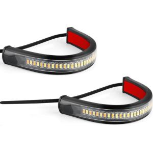 imageLivTee Motorcycle Turn Signals DualColor White ampamp Amber Fork Switchback LED Turn Signal Motorcycle Blinkers with DRL Waterproof Adjustable Light Bar for Motorbike Ebike Dirt Bike2PCS