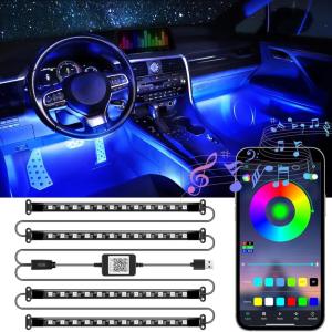 imageLivTee Smart Car Interior Lights RGB LED Accent Lights with App Control Music Mode DIY Mode 2Line Design Charger Included Car Accessories for WomenInterior Lights